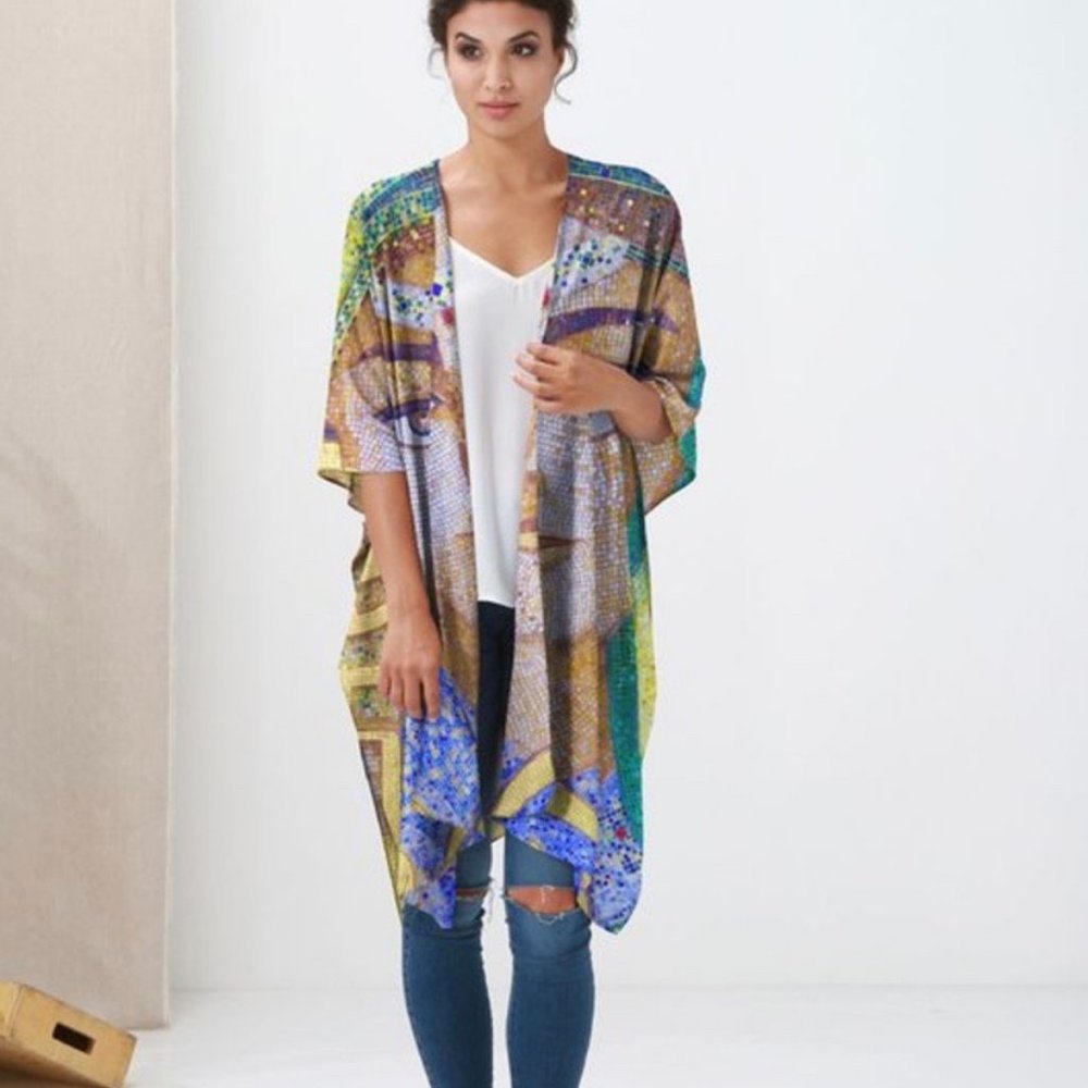 NWT Sheer Wrap, Tunisian Mosaic by Noora Elkoussy for Shop Vida SIZE-PETITE - Picture 3 of 8